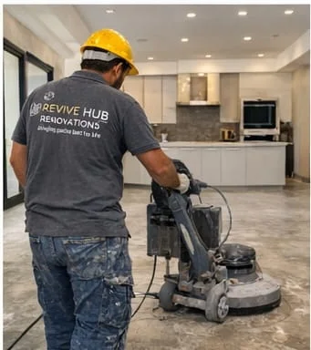 Microtopping flooring Dubai thin overlay finish application for leveling and renewing existing surfaces when tiles are stable and joints are correctly filled and primed