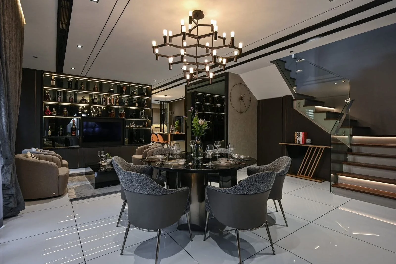 AvidaLab Palm Jumeirah villa open concept living room by Revive Hub Dubai