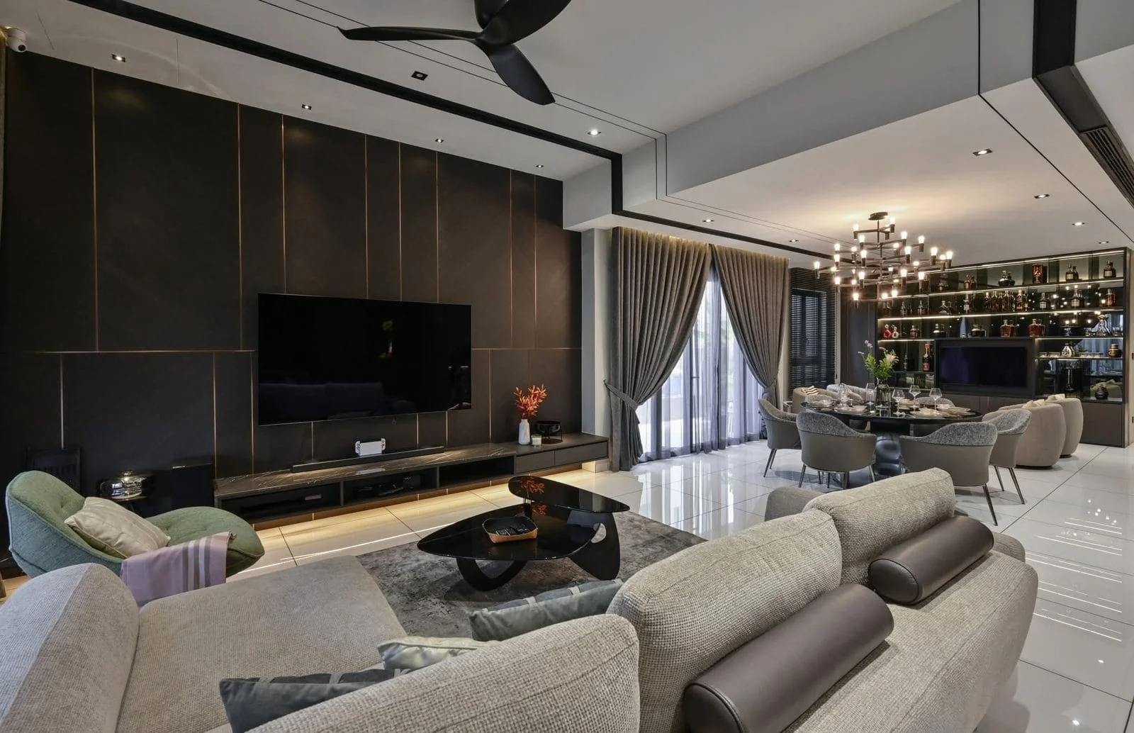 Shehar Bano Dubai Marina apartment living and dining combo with premium finish