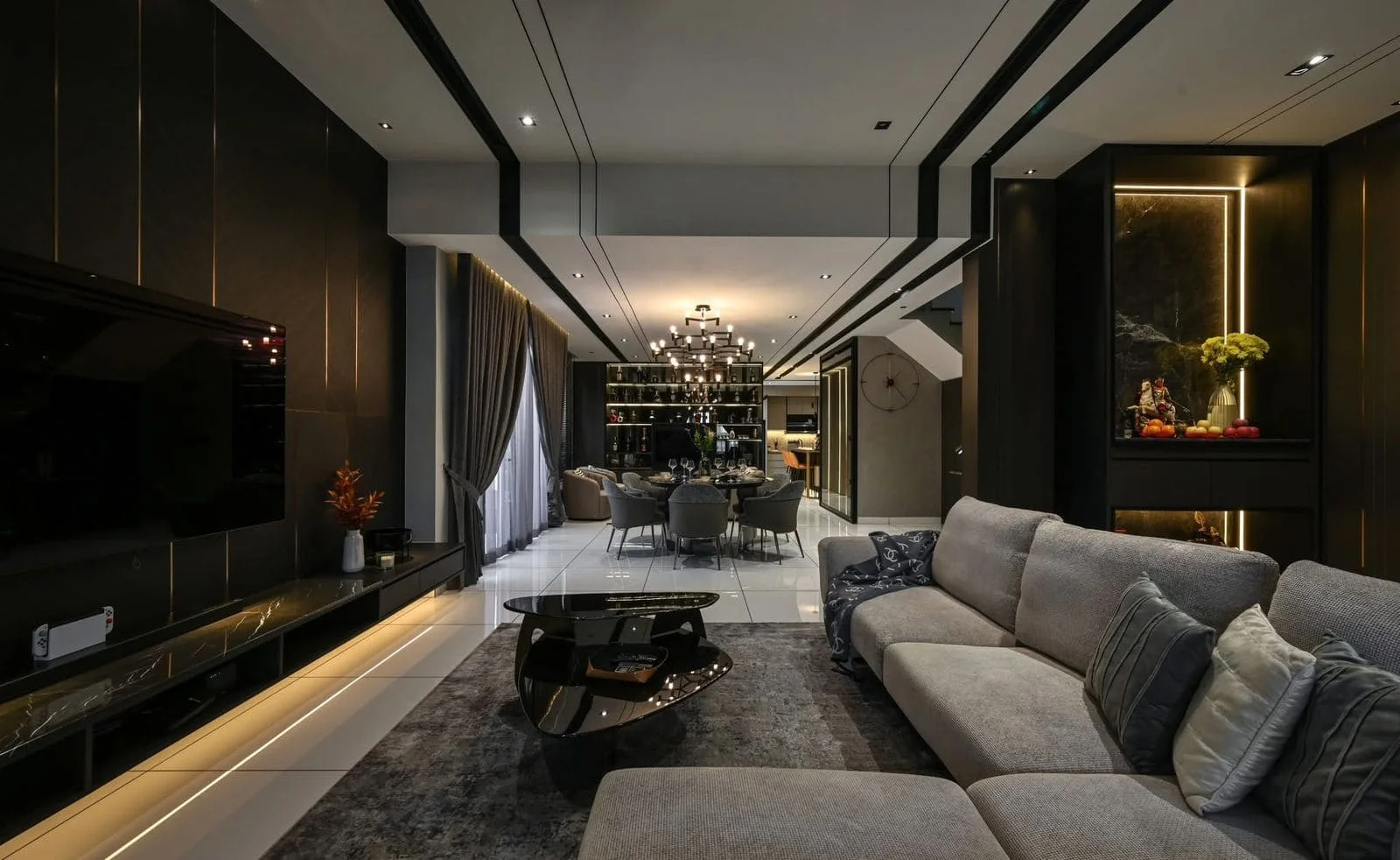 Shehar Bano Dubai Marina apartment open living and dining area by Revive Hub