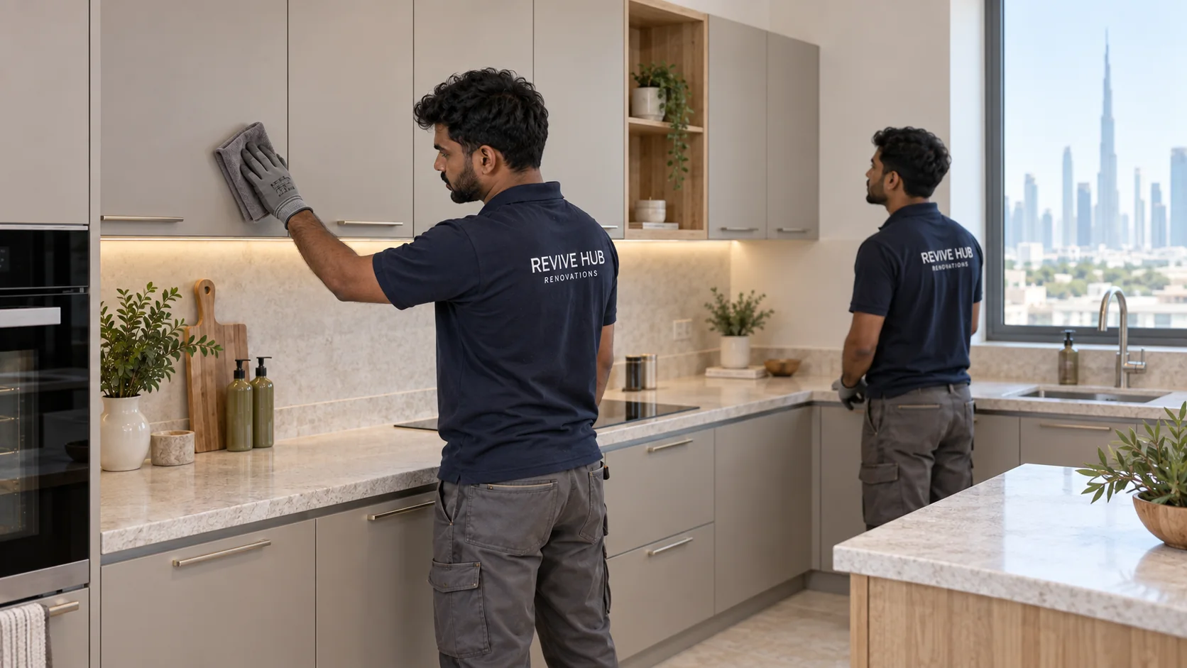 Illustration of a finished kitchen cabinet inspection